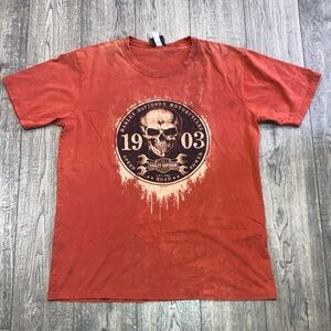HARLEY DAVIDSON  T SHIRT SKULL 1903 joliet ILLinois ORANGE SIZE L 2016